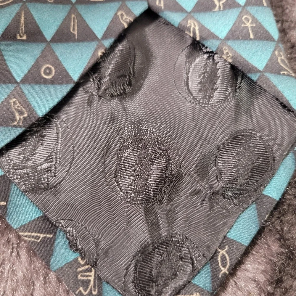 Grateful Dead Silk Tie Great Pyramid II Seventh Set Hieroglyphics Teal Black 96